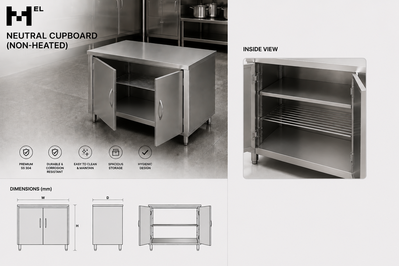 Stainless Steel Neutral Cupboard
