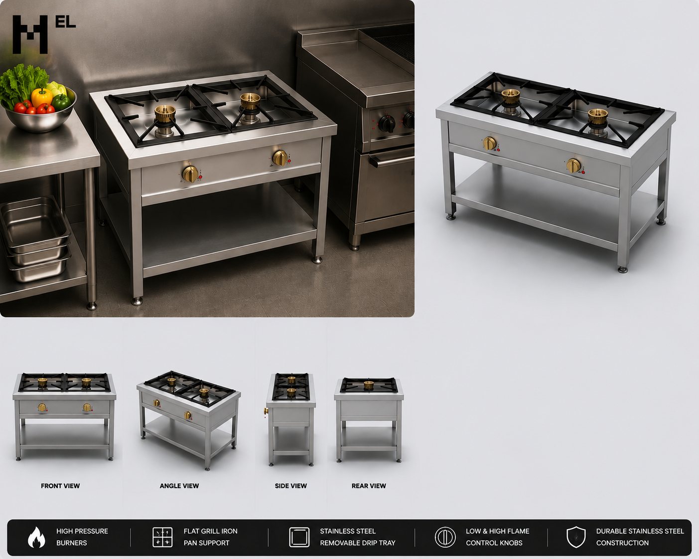 Stainless Steel 2 Burner High Pressure Cooker