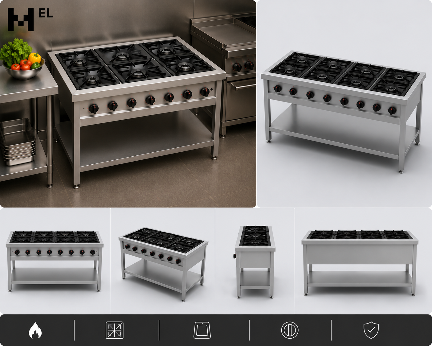 Stainless Steel 6 Burner Low Pressure Cooker