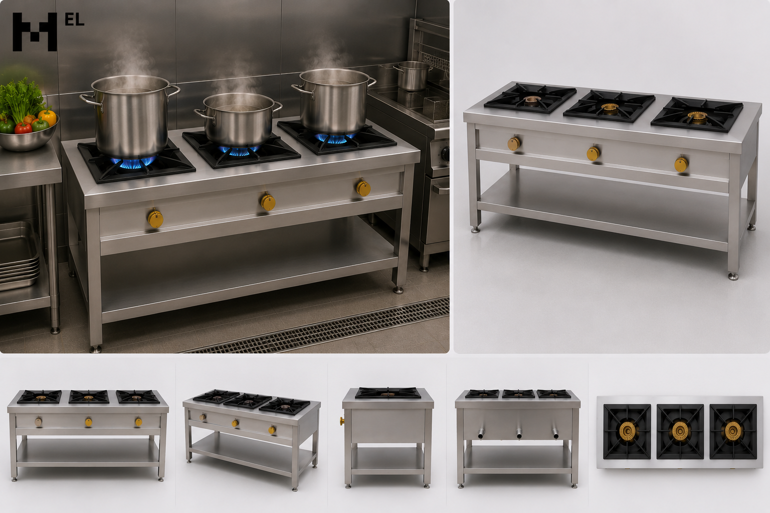 Stainless Steel 3 Burner Stock Pot Stove
