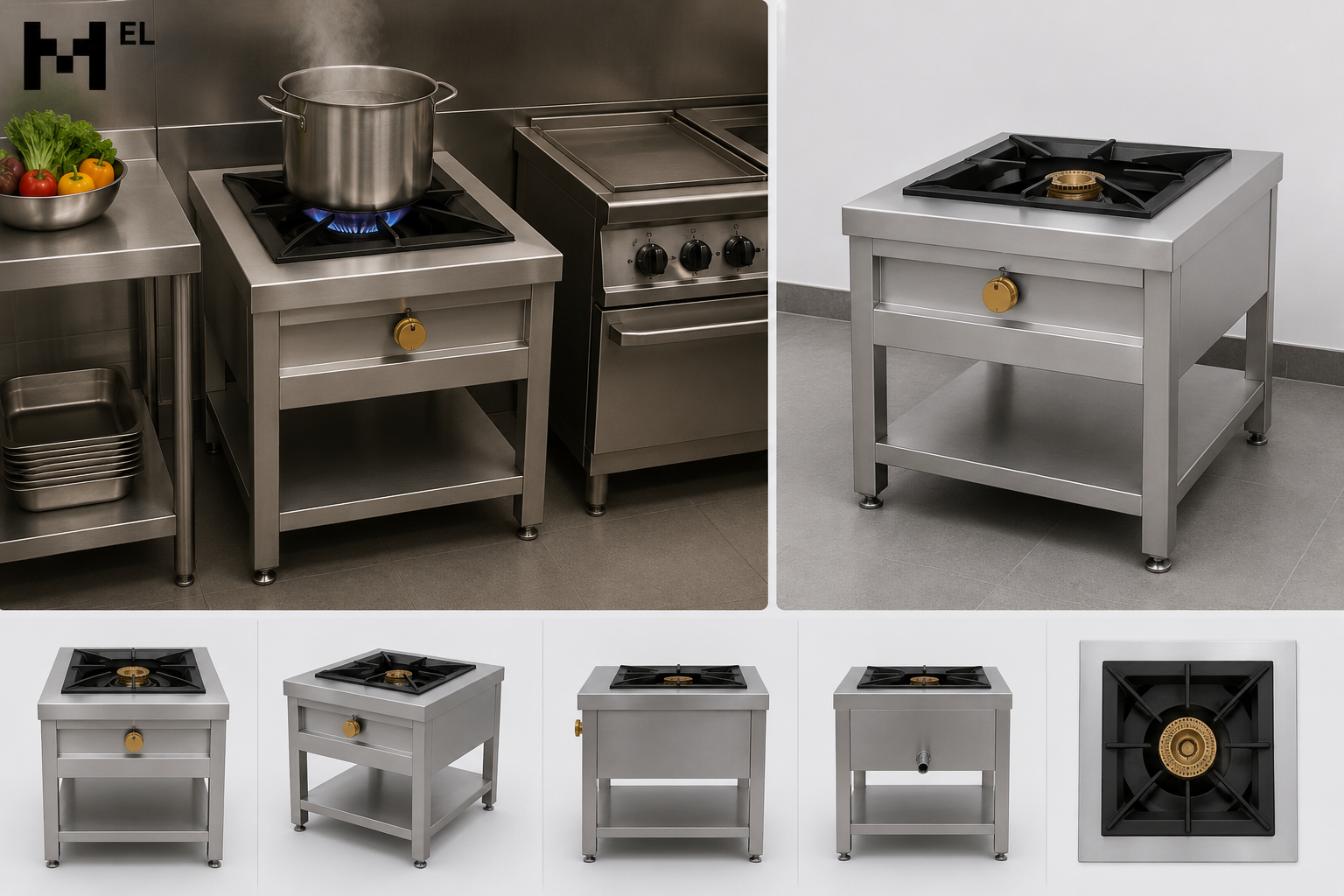 1 Burner Stainless Steel Stock Pot Stove