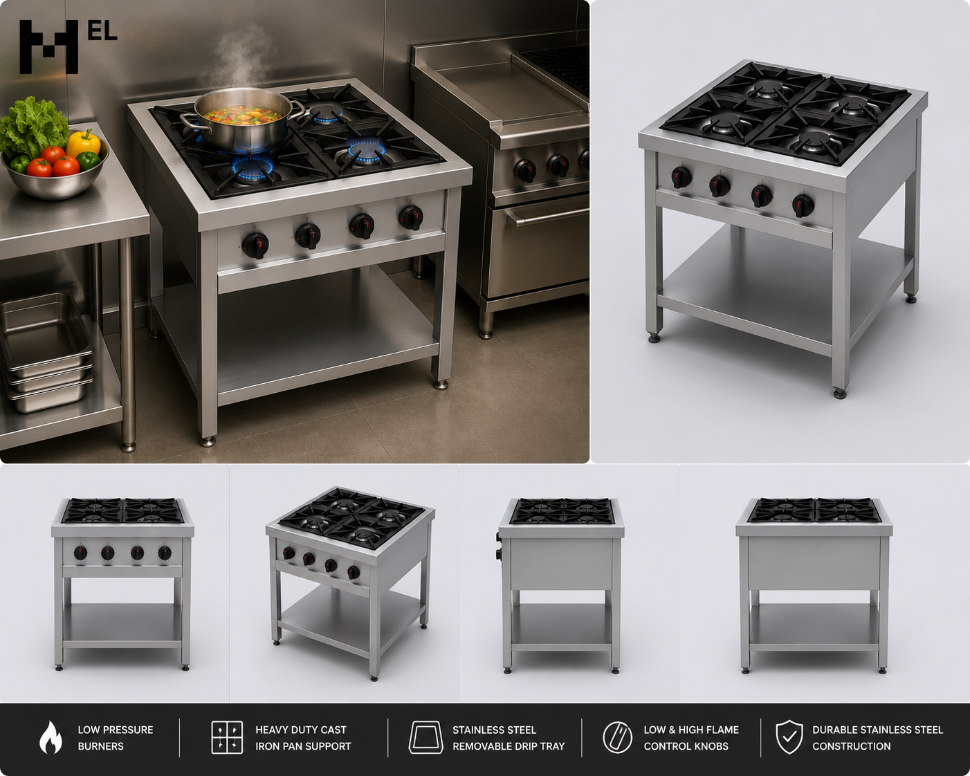Stainless Steel 4 Burner Low Pressure Cooker