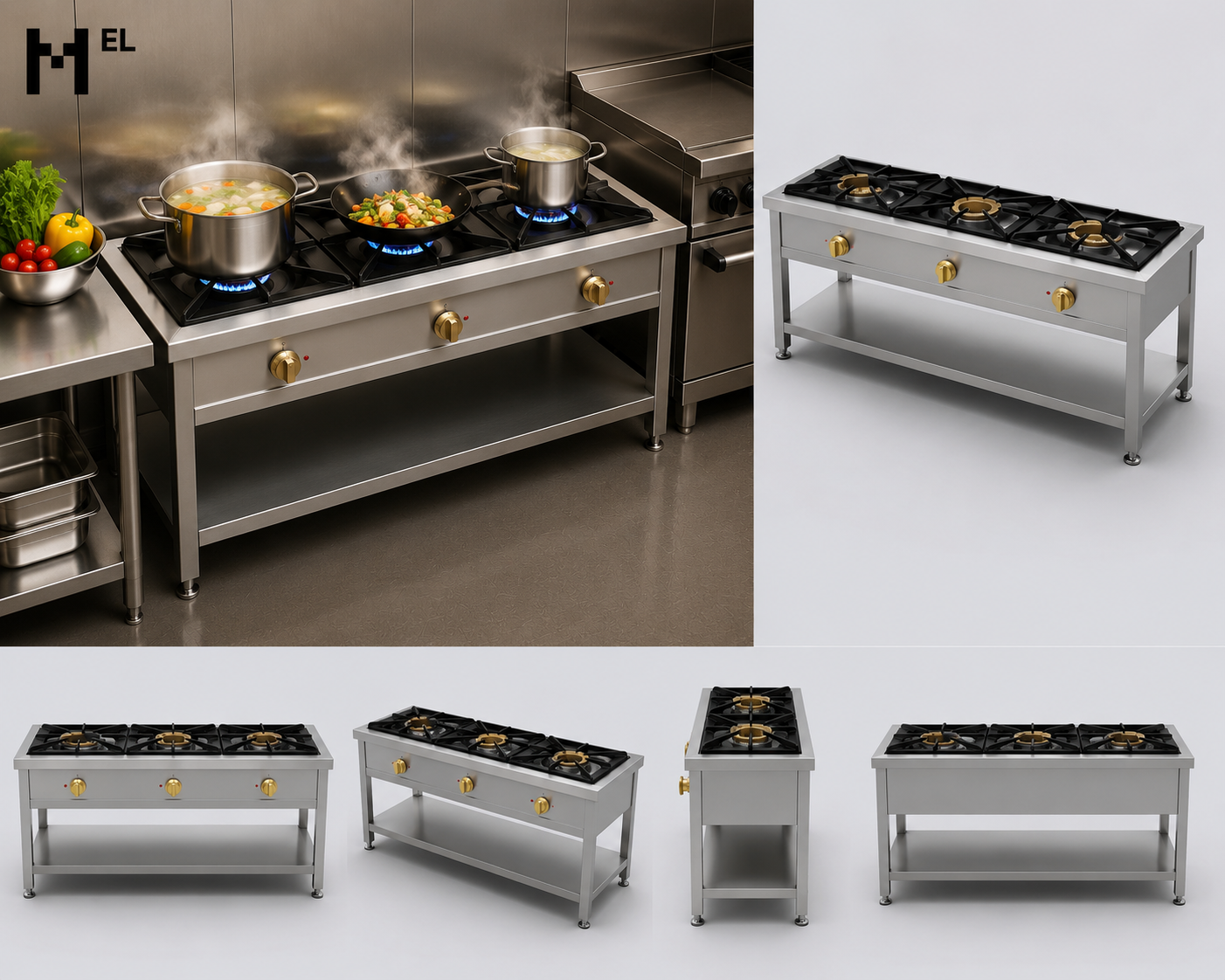 Stainless Steel 3 Burner High Pressure Cooker