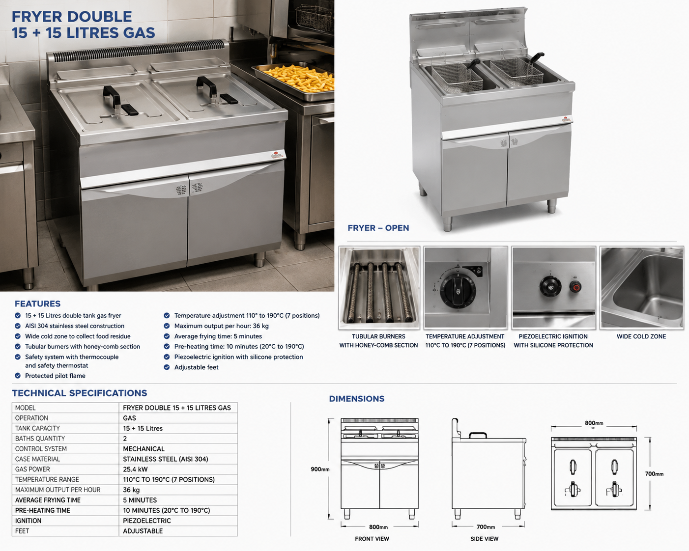 Fryer Double 15 + 15 Litres Gas