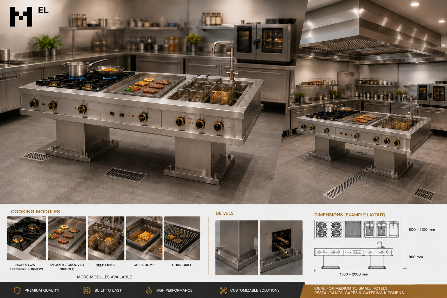 Compact Island Cooker Station – Modular Type
