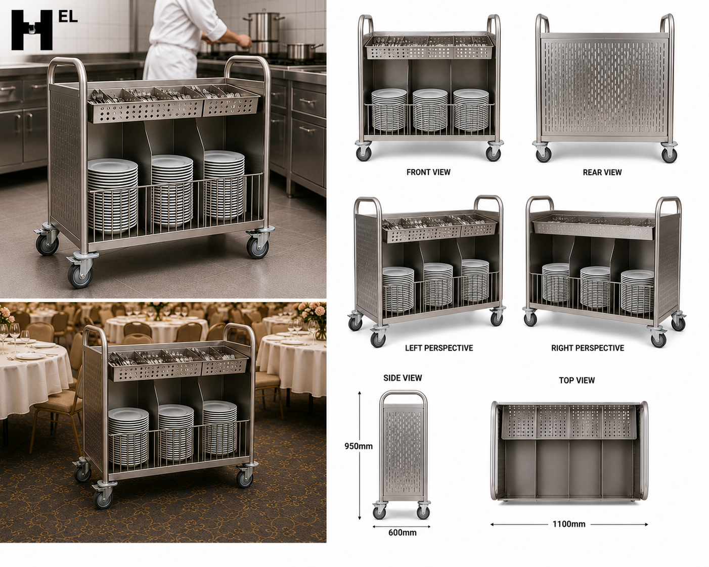 Stainless Steel Plates Trolley