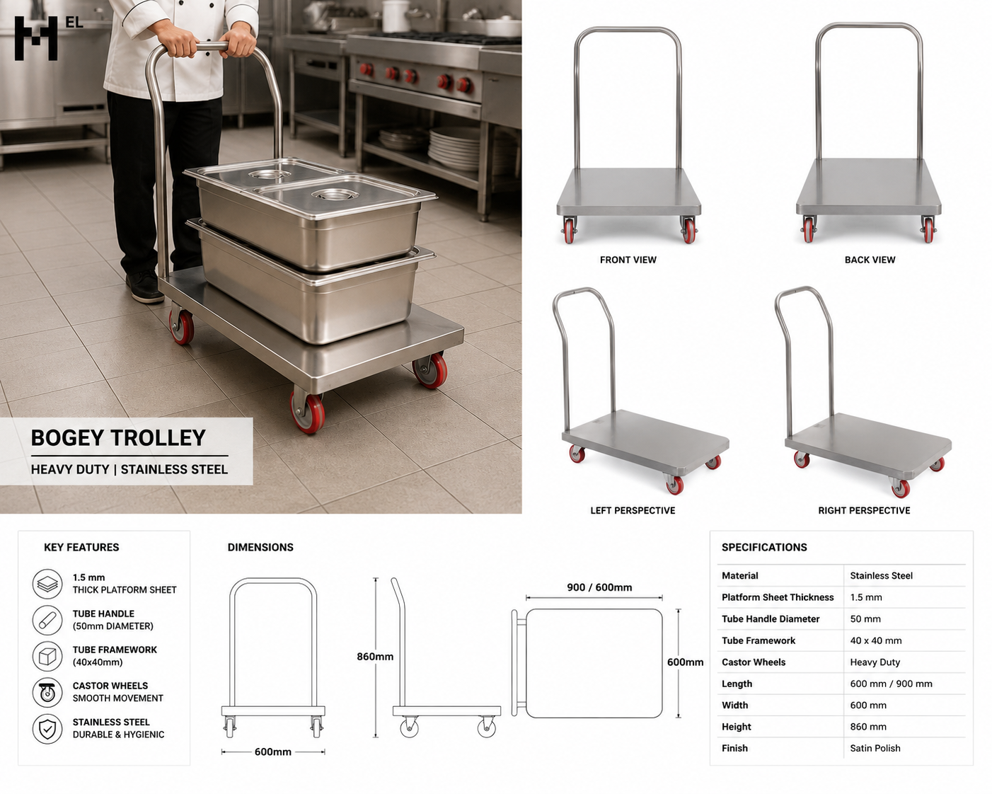 Stainless Steel Bogey Trolleys
