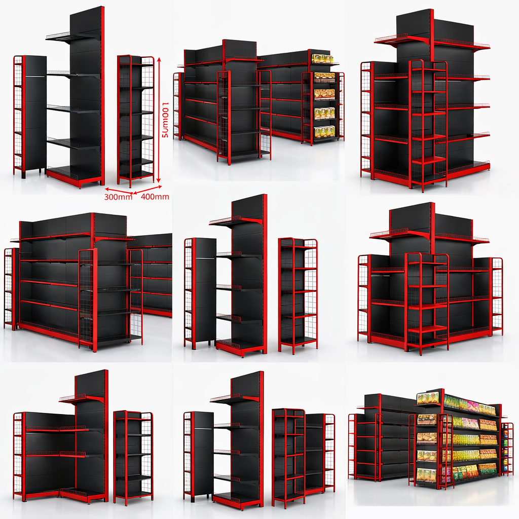 Metal Shelves with End Cap