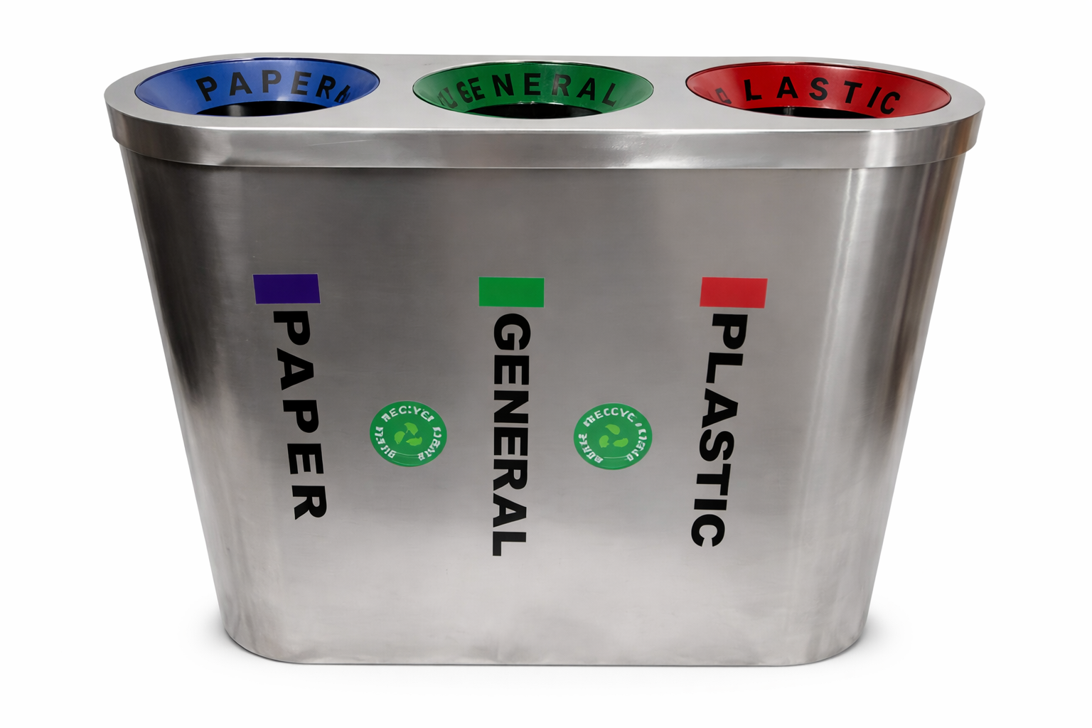 Triple Stainless Steel Recycling Bin